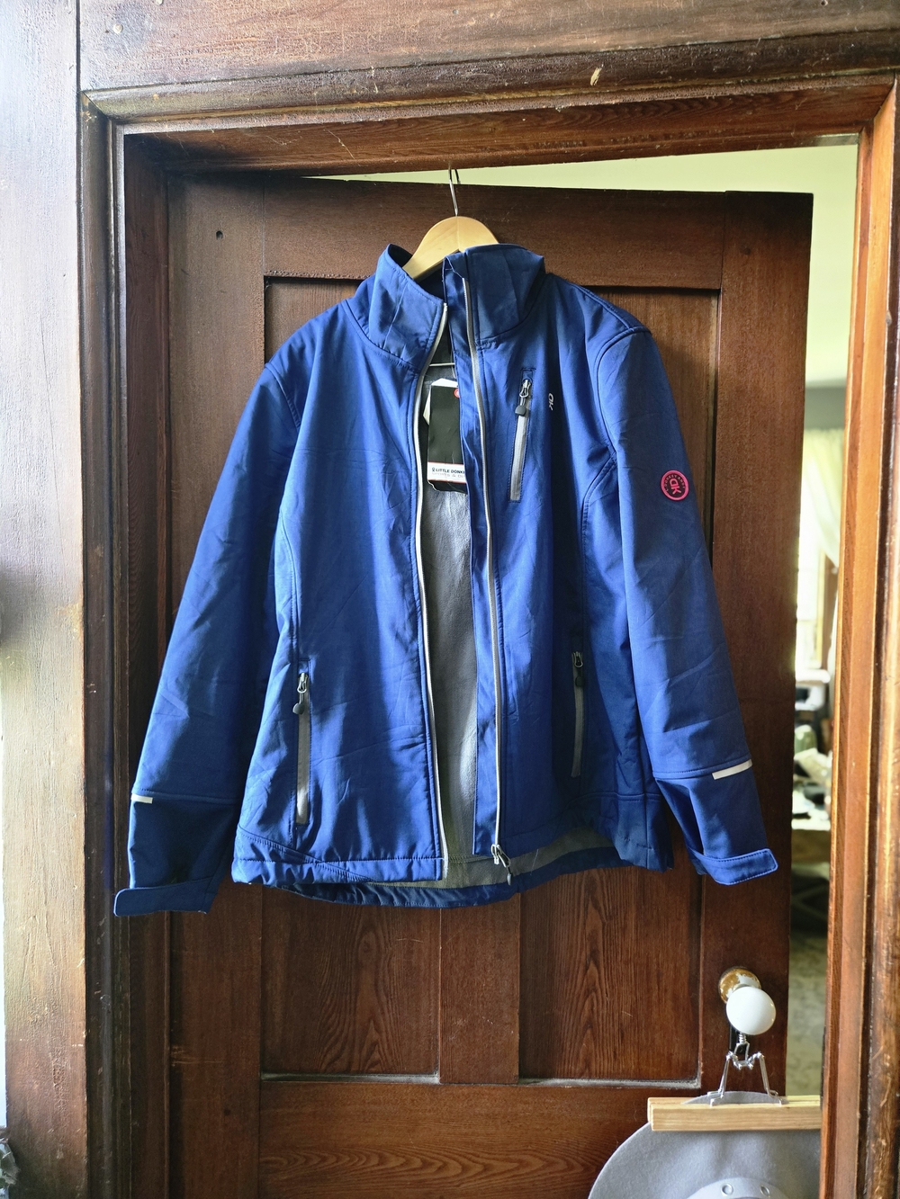 Little Donkey Andy Team Blue Softshell Jacket with Pink Logo Accent Plus Size